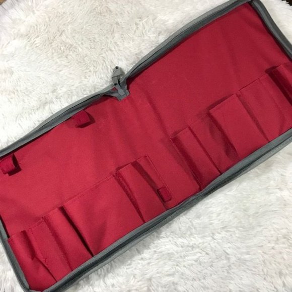 Wolfgang Puck Sturdy Canvas Red Gray Zip Around Chef Carry Case - Picture 4 of 12